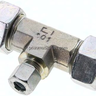 T-Schneidringverschraubung 22 L (M30x2)-10 L (M16x1,5)-22 L (M30x2), Stahl verzinkt