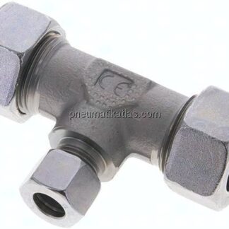 T-Schneidringverschraubung 22 L (M30x2)-12 L (M18x1,5)-22 L (M30x2), Stahl verzinkt