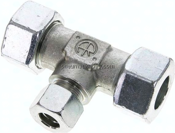 T-Schneidringverschraubung 25 S (M36x2)-16 S (M24x1,5)-25 S (M36x2), Stahl verzinkt