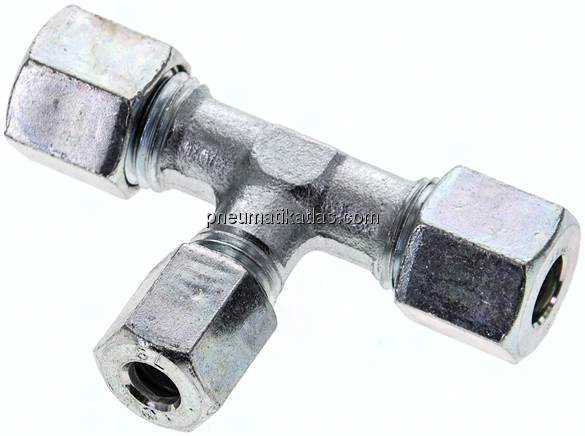 T-Schneidringverschraubung 8 L (M14x1,5)-6 L (M12x1,5)-8 L (M14x1,5), Stahl verzinkt