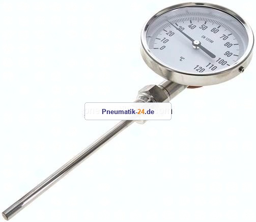 Bimetallthermometer, senkrecht D100/0 bis +120°C/160mm
