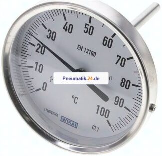Bimetallthermometer, waagerecht D100/0 bis +100°C/100mm