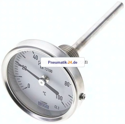 Bimetallthermometer, waagerecht D63/0 bis +100°C/100mm