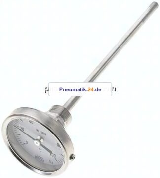 Bimetallthermometer, waagerecht D63/0 bis +100°C/200mm