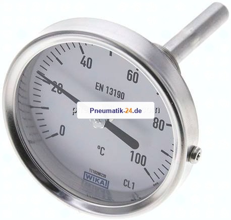 Bimetallthermometer, waagerecht D63/0 bis +100°C/63mm