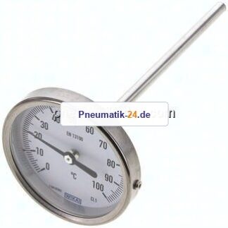 Bimetallthermometer, waagerecht D80/0 bis +100°C/160mm