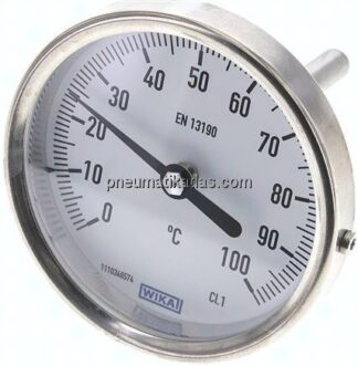 Bimetallthermometer, waagerecht D80/0 bis +100°C/63mm