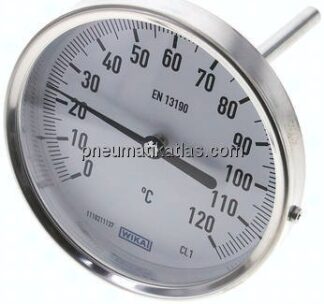 Bimetallthermometer, waagerecht D100/0 bis +120°C/100mm