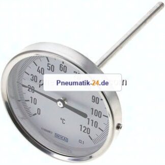 Bimetallthermometer, waagerecht D100/0 bis +120°C/160mm