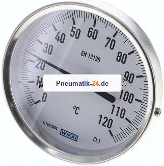 Bimetallthermometer, waagerecht D100/0 bis +120°C/63mm