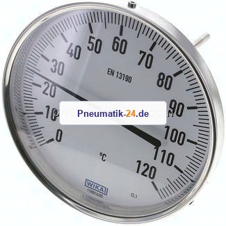 Bimetallthermometer, waagerecht D160/0 bis +120°C/160mm