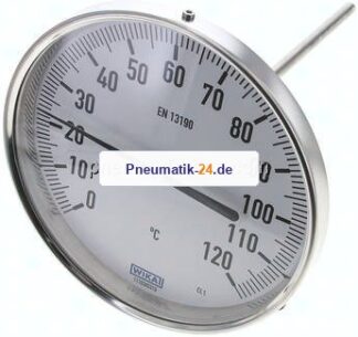 Bimetallthermometer, waagerecht D160/0 bis +120°C/200mm