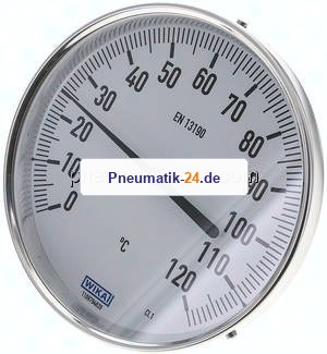 Bimetallthermometer, waagerecht D160/0 bis +120°C/63mm
