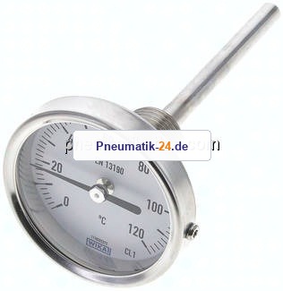 Bimetallthermometer, waagerecht D63/0 bis +120°C/100mm