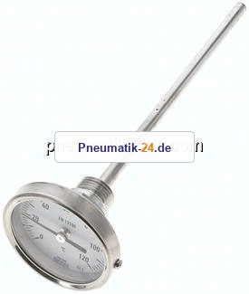 Bimetallthermometer, waagerecht D63/0 bis +120°C/200mm