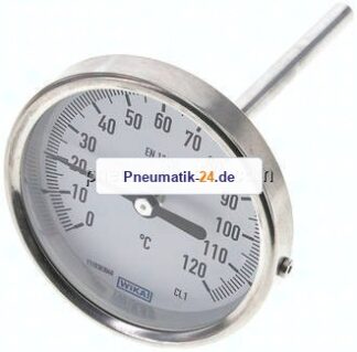 Bimetallthermometer, waagerecht D80/0 bis +120°C/100mm
