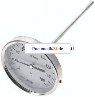 Bimetallthermometer, waagerecht D100/0 bis +160°C/200mm