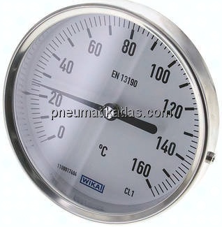 Bimetallthermometer, waagerecht D100/0 bis +160°C/63mm