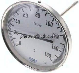 Bimetallthermometer, waagerecht D160/0 bis +160°C/200mm
