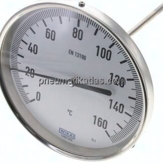 Bimetallthermometer, waagerecht D160/0 bis +160°C/200mm