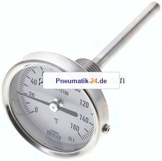 Bimetallthermometer, waagerecht D63/0 bis +160°C/100mm