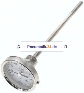 Bimetallthermometer, waagerecht D63/0 bis +160°C/200mm