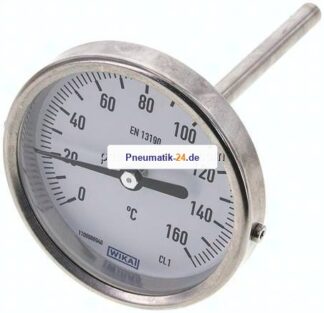 Bimetallthermometer, waagerecht D80/0 bis +160°C/100mm