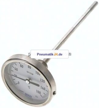 Bimetallthermometer, waagerecht D80/0 bis +160°C/200mm