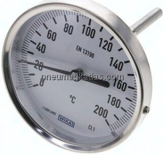 Bimetallthermometer, waagerecht D100/0 bis +200°C/100mm
