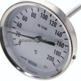 Bimetallthermometer, waagerecht D100/0 bis +200°C/100mm