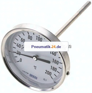 Bimetallthermometer, waagerecht D100/0 bis +200°C/160mm