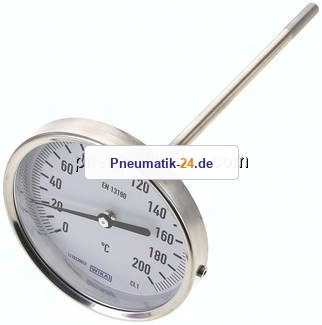 Bimetallthermometer, waagerecht D100/0 bis +200°C/200mm