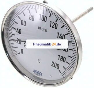 Bimetallthermometer, waagerecht D160/0 bis +200°C/200mm
