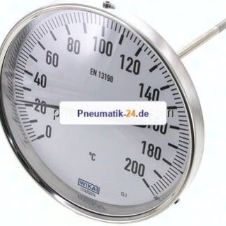 Bimetallthermometer, waagerecht D160/0 bis +200°C/200mm