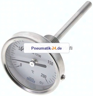Bimetallthermometer, waagerecht D63/0 bis +200°C/100mm