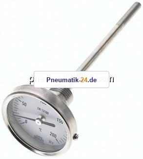 Bimetallthermometer, waagerecht D63/0 bis +200°C/160mm