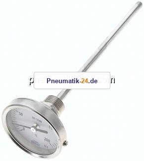 Bimetallthermometer, waagerecht D63/0 bis +200°C/200mm