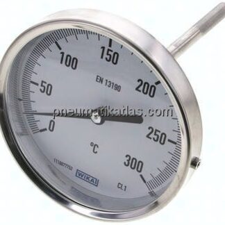 Bimetallthermometer, waagerecht D80/0 bis +200°C/100mm
