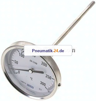 Bimetallthermometer, waagerecht D100/0 bis +300°C/200mm