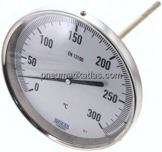 Bimetallthermometer, waagerecht D160/0 bis +300°C/200mm
