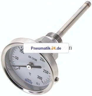 Bimetallthermometer, waagerecht D63/0 bis +300°C/100mm