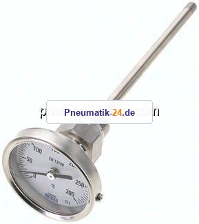 Bimetallthermometer, waagerecht D63/0 bis +300°C/160mm