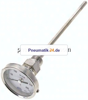 Bimetallthermometer, waagerecht D63/0 bis +300°C/200mm