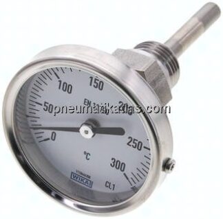 Bimetallthermometer, waagerecht D63/0 bis +300°C/63mm