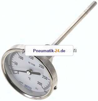 Bimetallthermometer, waagerecht D80/0 bis +300°C/160mm