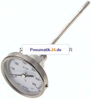Bimetallthermometer, waagerecht D80/0 bis +300°C/200mm