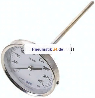 Bimetallthermometer, waagerecht D100/0 bis +400°C/200mm