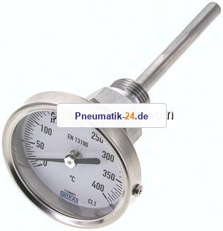 Bimetallthermometer, waagerecht D63/0 bis +400°C/100mm