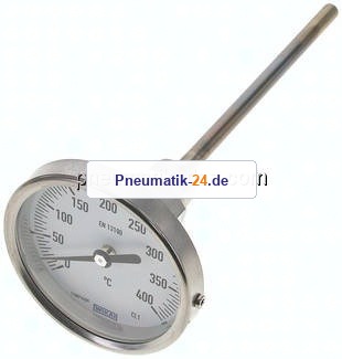 Bimetallthermometer, waagerecht D80/0 bis +400°C/160mm