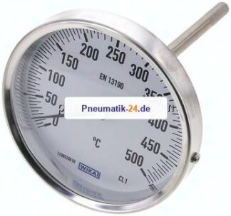 Bimetallthermometer, waagerecht D100/0 bis +500°C/100mm